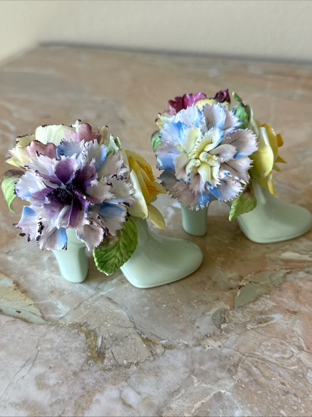 Radnor Porcelain Floral Shoe Vases Figurine England Set of Two